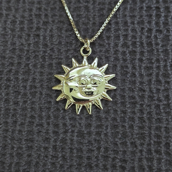 Mia Fiore Jewelry - Mia Fiore Embossed Gold💛 Crescent Moon🌙 and Sun☀️ Adjustable Slide Necklace